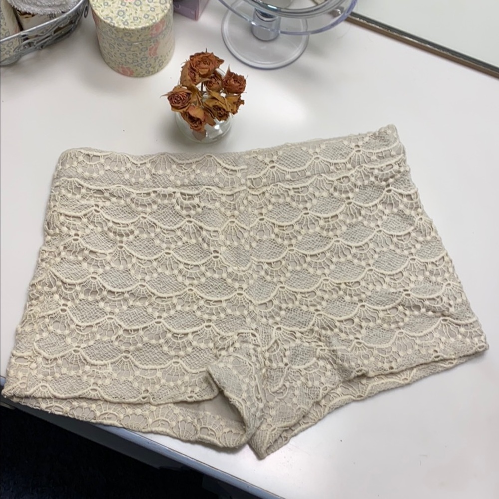 Cream Crochet shorts